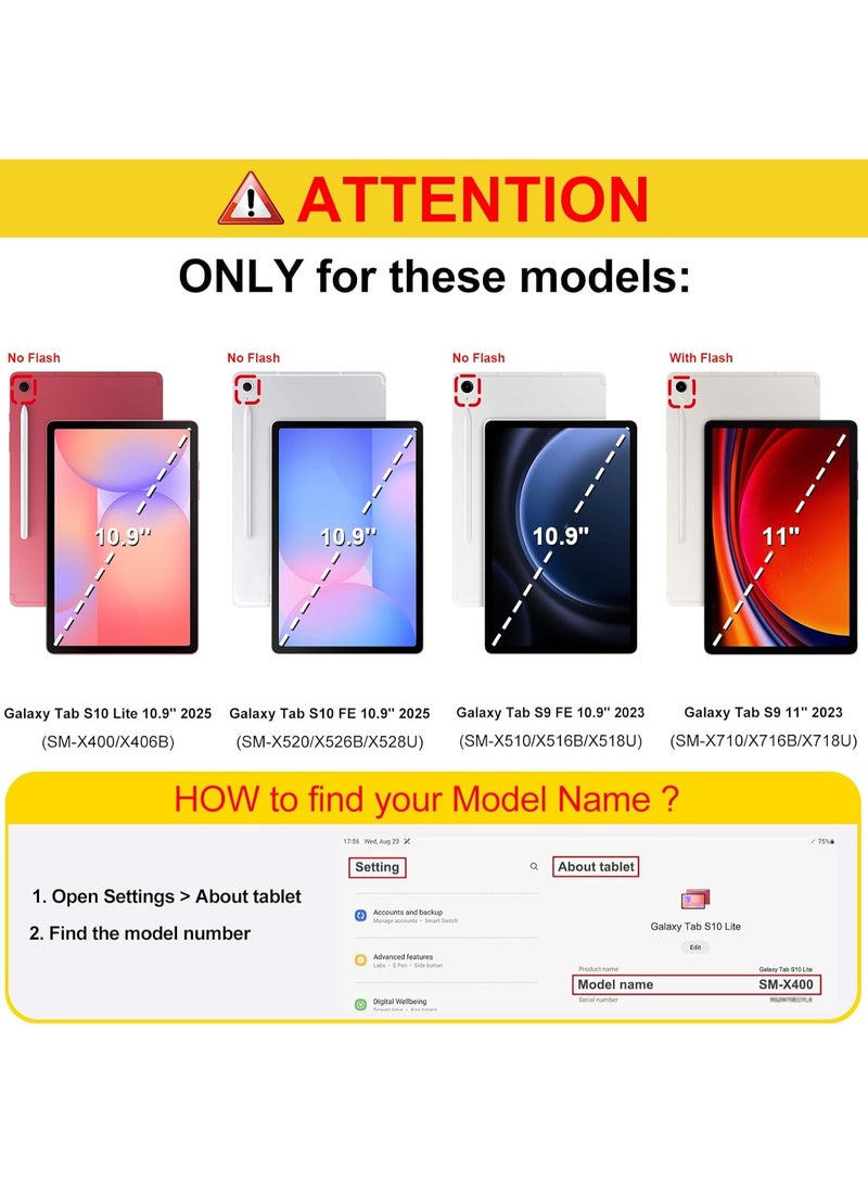 حافظة لجهاز جالكسي تاب S10 Lite/S10 FE/S9 FE/S9، حافظة سامسونج جالكسي تاب S10 Lite/S10 FE/S9، حافظة تابلت بوكاس 10.9 انش، حامل ثلاثي الطيات مع حامل قلم، غطاء خلفي شفاف مرن للنوم التلقائي وردى - Image 2